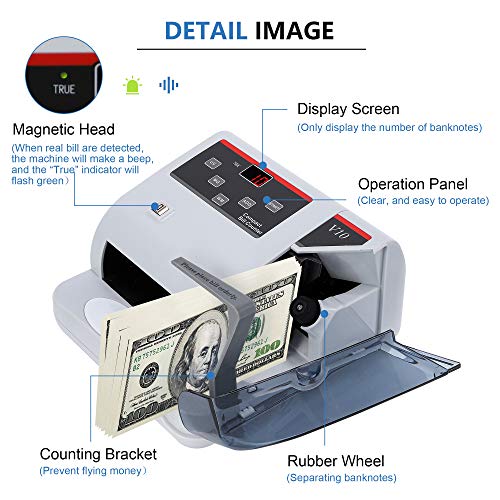Frifreego Portable Money Counter with UV/MG/WM Counterfeit Detection 900pcs/min Bill Counter Multi-Currency Counting Machine 100-240V LCD Display