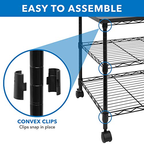 Mount-It! Printer Stand With Wheels | 3-Tier Large Printer Cart With Storage Shelves For 3D & Laser Printer, Scanner, Heat Press | Rolling Metal Utility Table For Home and Office Use, 200 Lbs Capacity