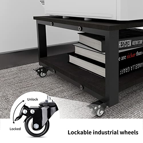 Natwind 2 Tier Laser Printer Stand, 24''x24'' Large Printer Table, Black