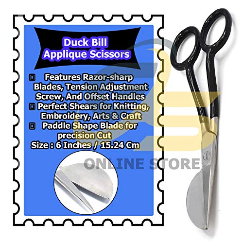 G.S 10× Duckbill Black Scissors 6" Stainless Steel Carpet Nipping Repair Knife