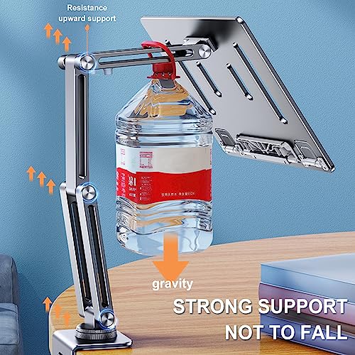 Book Stand for Reading with Clamp, Hands Free Book Holder Stand, Angle Adjustable, Ergonomic Design, Portable, Foldable, Elastic Book Holder, for Projector, Online Learning, Home Offi(Color:Silver-02)