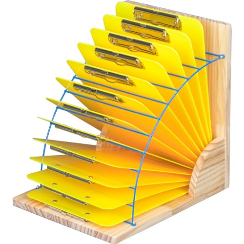 Really Good Stuff Clipboard Stand with 12 Yellow Clipboards, 1 Stand