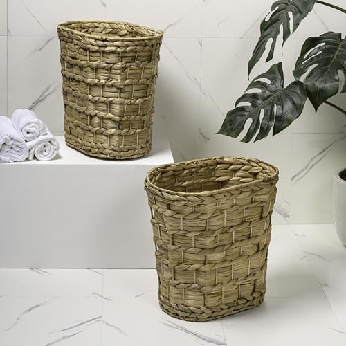happimess Miles 4.5 Gal Oval Wicker Wastebasket, Natural, Set of 2