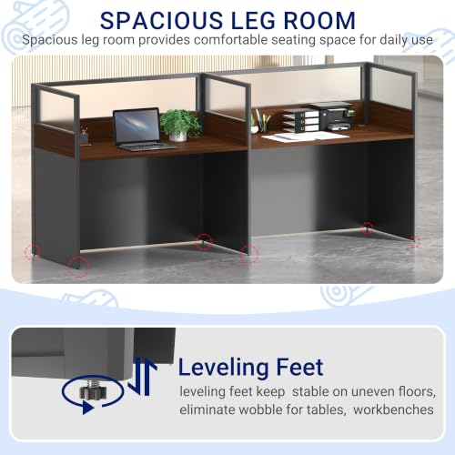 STLWR Office Cubicle Desk with Mute Partitions&Privacy Panels