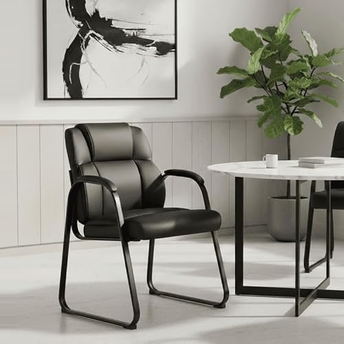 Wonder Comfort Larger Waiting Room Chairs, 1 PCS Leather Office Reception Guest Chair with Padded Arms for Home Office, Conference, Lobby, Medical Clinic Elderly Student