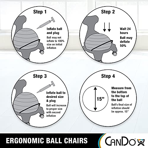 CanDo Children's Ball Chair - Inflatable Ergonomic Active Seating Exercise Ball Chair With Air Pump for Home, Office, and Classroom for Kids, Blue