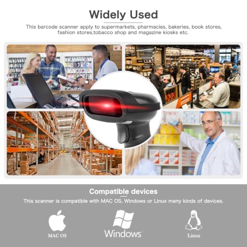 NETUM Wireless Barcode Scanner, Handheld 1D Laser Barcode Reader