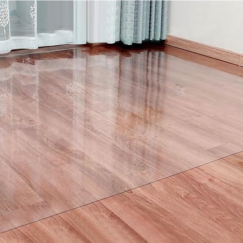 Glass Floor Mat for Office Chair on Carpet, 24" 28" 32" 36" 40" 48" 60" 72" 80" 96" 120" 144" Extra Large Clear Hardwood Floor Protector Transparent Pvc Mat for Kitchen, Non Slip(36"x144"/0.9mx3.7m/3f