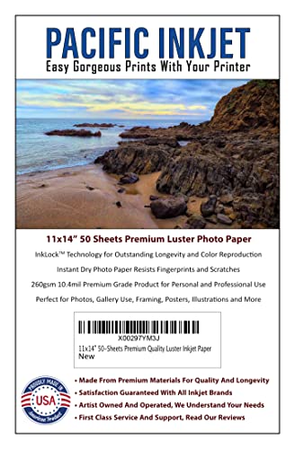 11x14 50 Sheets Professional Quality Luster Inkjet Photo Printing Paper 10.4mil 260gsm For Photo Prints That Last Generations (11-x-14-inch)