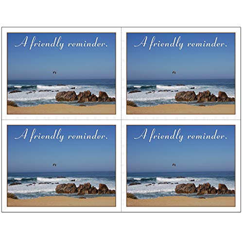 Laser Reminder Postcards. Great for Dental, Optometric, Veterinarian, Chiropractic or most other businesses. 4 Cards Perforated for Tear-off at 4.25" x 5.5" on an 8.5" x 11" Sheet of 8 Pt Card Stock.