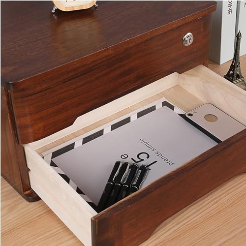 HSTBLEOO Wooden Desktop Storage Box With Lockable Drawers, Office Supplies A4/Receipt File Organizer, Flat File Cabinet(A,4 drawers)