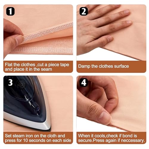 Heat Bond Iron-On Adhesive 10rolls 50M/roll Iron On Hemming Tape No Sew Hem Fabric Strip for Pants Jeans Curtains Dress Sewing Clothes(White,40MM)