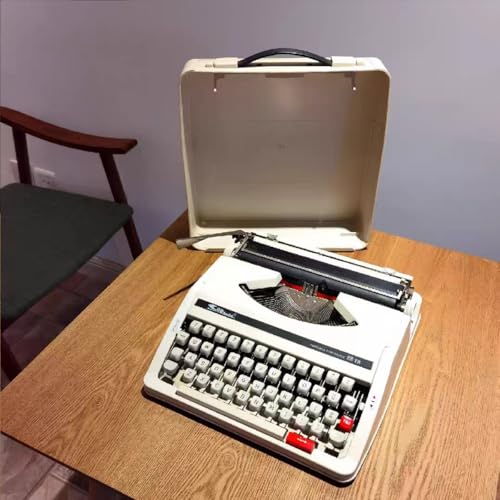VHUYGK Mechanical Manual Typewriter,English Typewriter with Original Carrying Case,Smooth Keys for Easy Typing Manual Typewriter Ideal for Writers, Collectors, and Children's Gifts(01)