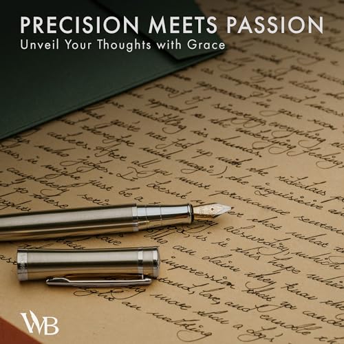 Wordsworth & Black Luxury Fountain Pen Set for Writing, 6 Nibs, Silver Gold