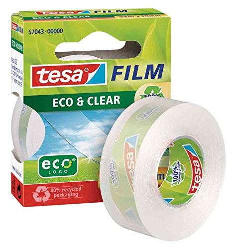 tesa Adhesive Film 57043 Eco + Clear Ecological 19 mm x 33 m Transparent