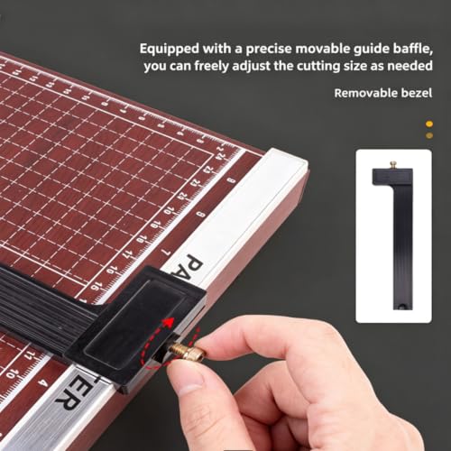 Mavoli A4 Wooden Panel Guillotine Paper Trimmer, Heavy‑Duty 12‑Sheet Cutting Capacity with Safety Blade Lock, Gridded Base Paper Cutter for Photos, Cardstock, Magazines, PVC and Regular Copy Paper