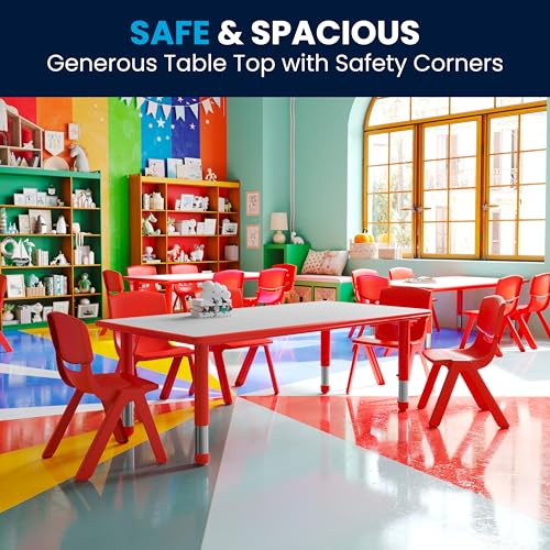 Flash Furniture Kids 47.25x23.6 in Plastic Activity Table, Red/Gray