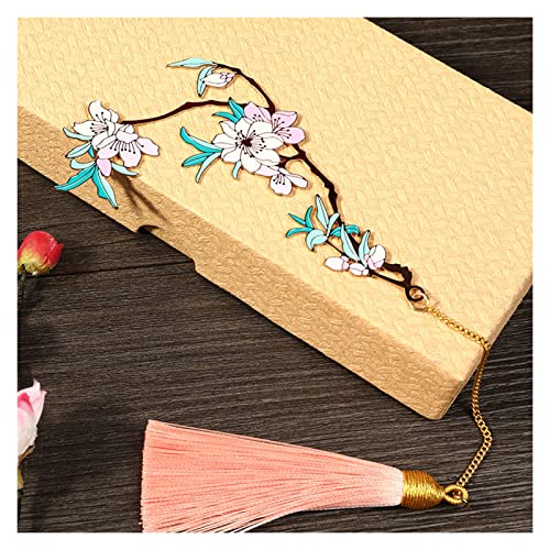 Bookmark Metal Peacock Bookmark Gift Box Hollow Tassel Pendant Chinese Style Student Gift Teacher's Day Gift for Teacher Metal Bookmark (Color : 4) (8)