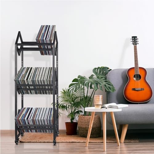 WIMART 3-Tier Adjustable Vinyl Record Holder Rack Stand (Up to 300 LP)