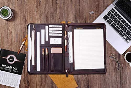 Gavarnie Personalized Leather Portfolio Padfolio for Men, Engraved Gifts for Father's Day for Husband from Wife, Customized Leather Gifts Present for Son/Dad, for Birthday, Dark Brown