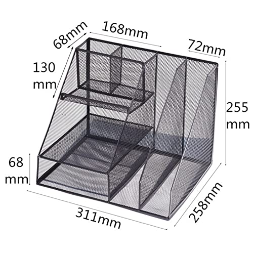 Desk File Organizer,Desktop Organizer File Sorter File Magazine Folder Holder Desktop Grid Metal File Rack Office Desk Multifunctional File Holder Document Organizer 31.1×25.8×25.5Cm File Organizer