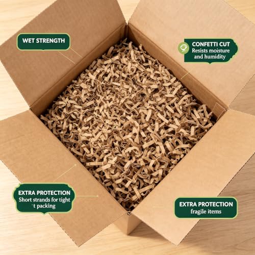 Confetti Cut Kraft Paper Shred Filler, Moving, Gift Wrapping