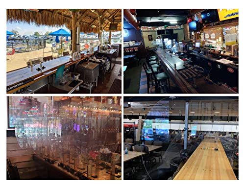 BARTITION Standard (Patent Pending) Partition for Bar Top or Dining Countertop Sneeze Guard MADE IN USA out of Polycarbonate Window SBR Suction Cups Brass 260 Brackets