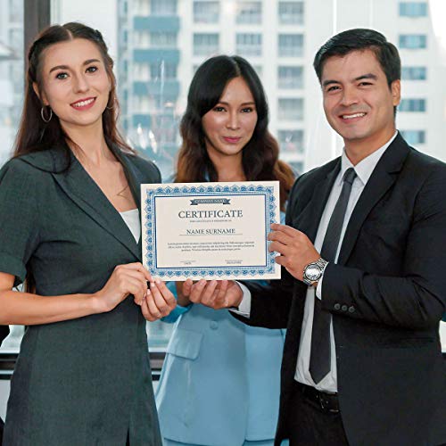 Intricate Blue & White Parchment Certificate Papers - Pack of 100, Laser & Inkjet Printer Compatible, For Office, Business Awards, Graduation, School Diplomas, 8-1/2" x 11" on 60 lb. Text Stock