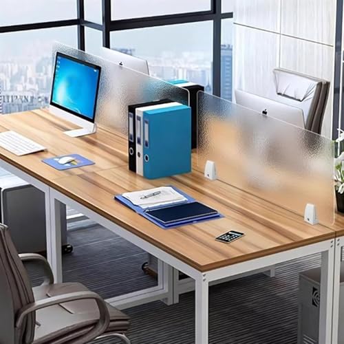 Privacy Desk Panel Protective for Desk Divider Home & Office Partitions, Freestanding Frosted Desk Divider, Desktop Privacy Panel Acrylic with Clamps(4PCS,L x H 35.4in x 20in/90 x 50cm)