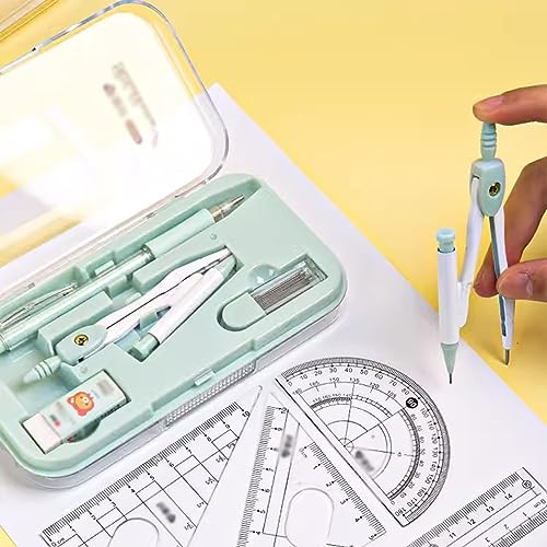 maths set protractor set8 Pieces Compass for Geometry Math- Student Supplies Drawing Compass, Protractor, Rulers, Pencil Lead Refills, Pencil, Eraser for Students and Engineering Drawing Compass Set (