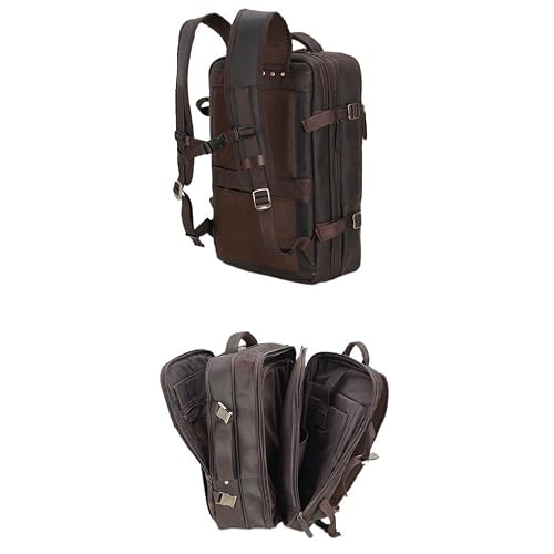 MVNOIRE Full Grain Leather Backpack for Men Laptop Bag Business Work Hiking Daypack
