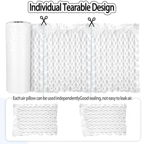 PweKzxt Packing Film Inflatable Perforated,Strong Bubble Wrap,Air Cushion Film Machine Required,Uninflated, 985ft/300m/Roll,Bubble Wrap Alternative Nomachine-20cm*300m*2
