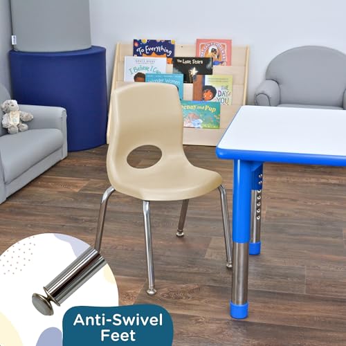 Children’s Factory MyPosture Plus 12" Chair, Tan with Chrome Legs, 2 Pack, Stackable Ergonomic Seating Solution for Classrooms and Homeschools