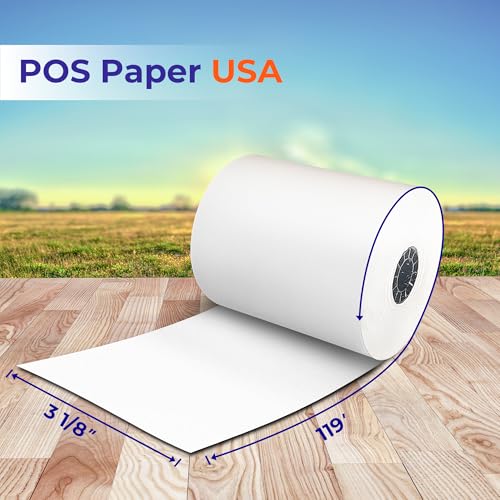 POS Paper USA 3 1/8" x 119' Thermal Paper (50 Rolls/Case) - BPA Free