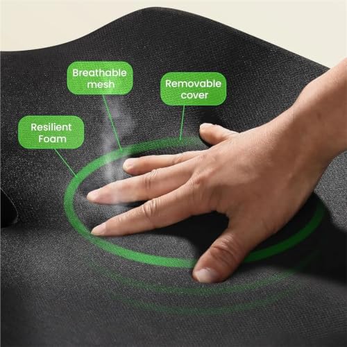 Large Memory Foam Seat Cushion for Office Chair - Coccyx Relief Pillow for Back Support - Non-Slip Pad for Office, Car, Wheelchair, Sciatica Relief