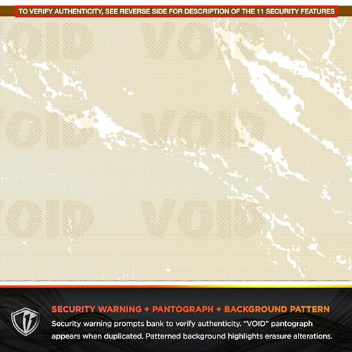 DocuGard Standard Gold Marble Top High Security Check Paper - QuickBooks & Laser/Inkjet Printer Compatible - 11 Security Features - 500 Blank Business Checks (04505)