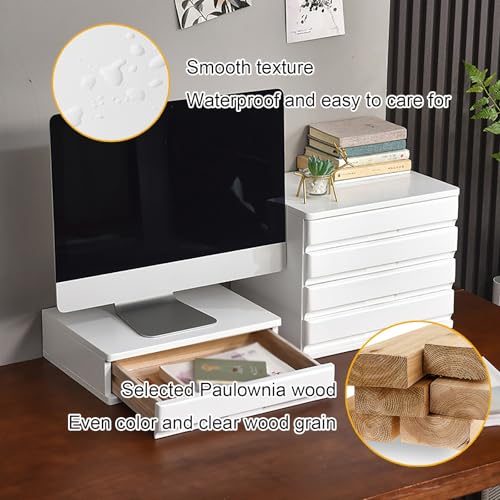Solid Wood Drawer-type Multi-layer Desktop Storage Box, Thickened Storage Drawer Organizer, Invisible Handle Cabinets, Suitable for Office Area/study/home(Brown,17cm/6.7in)