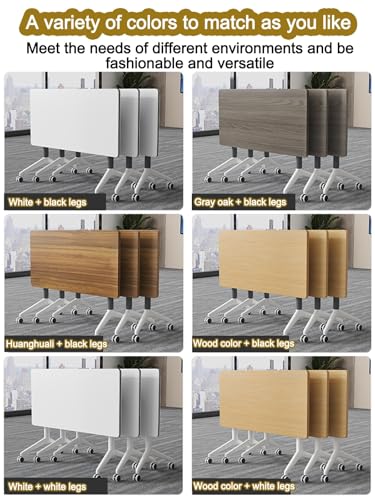 Folding Conference Table, Rectangular Conference Room Table Flip Top Mobile Training Table, with Four Locking Wheels, Rolling Meeting Table, for Office, Conference Rooms, Training Rooms(B,55x16x30in)