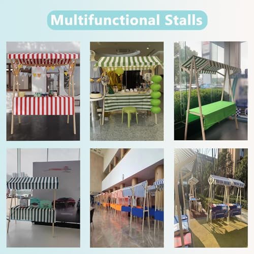 WAHHWF Folding Cart Wooden Vendor, Lightweight Retail Stall for Trinkets Lightweight Easy Assembly, Foldable Display Stan with Awning(Yellow,120x60 cm/47x24 in)