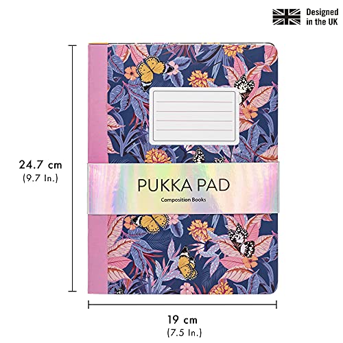 Pukka Pad, Composition Notebooks - 48 Pack of Journals Featuring 140 Pages of College Ruled 80GSM Paper with Sturdy Cover Stock - 9.75 x 7.5in - Bloom