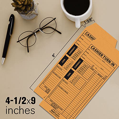 BankSupplies Cashier Turn-In Envelopes 4.5 Inches by 10.375 Inches 500 Brown Kraft Paper Envelopes Standard Open End Moisten and Seal Closure