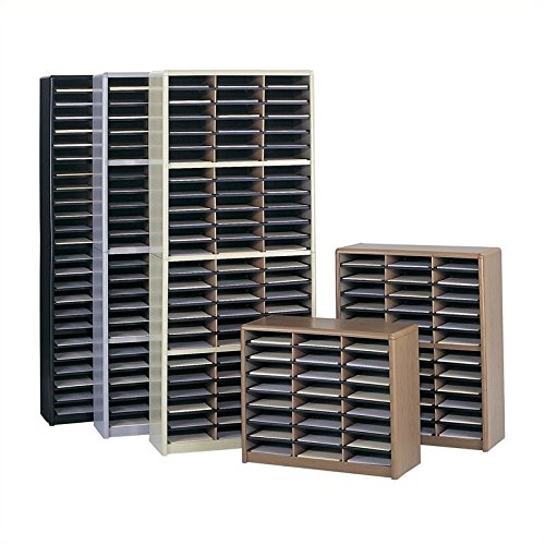 Scranton & Co 24 Compartment Metal Flat File Organizer, Black Baked Enamel Finish, Steel Frame with Corrugated Fiberboard Shelves, Letter Size Capacity for Office, Mailroom, or School