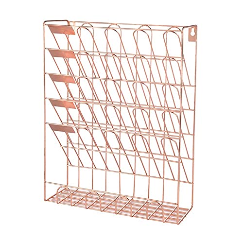 AFPSDLFJDLS Hanging File 6 Tier Wall Mount File Organizer Hanging Wall File for Office，School, Home, Rose Gold