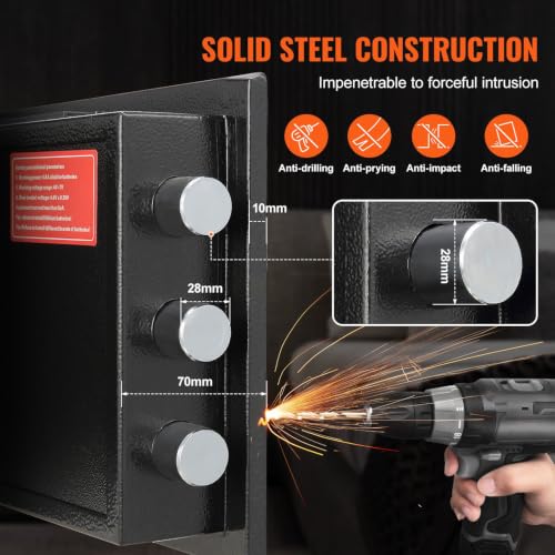 1.7L Velvet-Lined Electronic Code Lock Safe with Wall Mount Holes