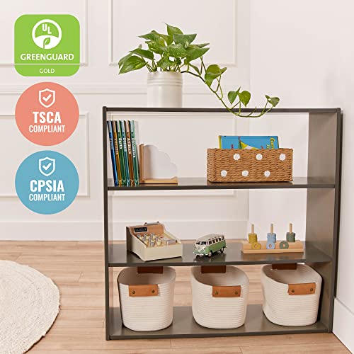 ECR4Kids 3-Shelf Double-Sided Storage Cabinet, 36in High, Grey Wash