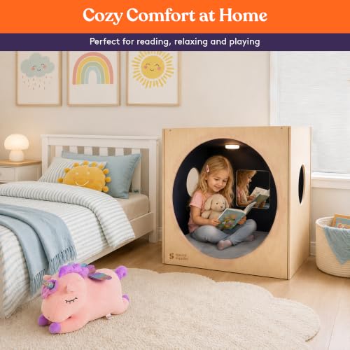 Special Supplies Kids Wooden Reading Cube for Classroom and Home, Sensory Reading Nook, Enclosed Reading Corner, Wooden Literacy Station, Quiet Learning Space for Kids, Educational Furniture