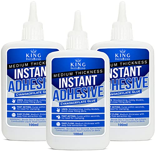 Cyanoacrylate Adhesive Super Glue - Medium Viscosity CA Glue for Wood, Plastic, DIY Crafts, Metal, etc. Cyanoacrylate Glue for Woodworking - 100ml - 3.5oz (3 Bottles)