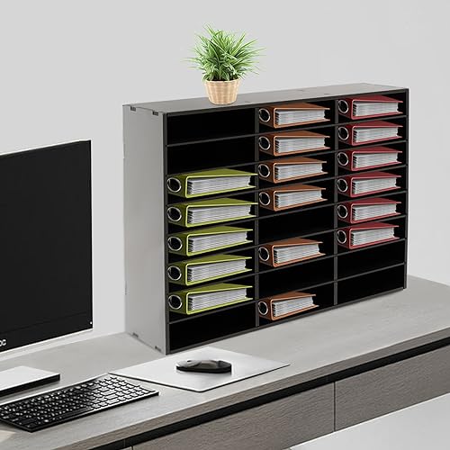 MhdunueSK Mail Sorter Organizer, 24 Compartments Black Literature Organizer, Student Mailbox for Classroom, Desktop Paper Bill Organizer for Home, Office, School (24 Slots Black)