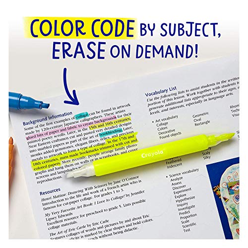 Crayola Take Note Erasable Highlighters, Cool School Supplies, Chisel Tip Markers, 6 Count, Pack of 12