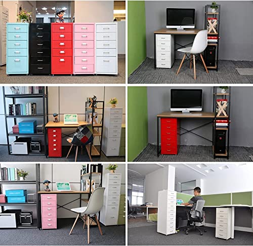 SoOSSN 5-Drawer File Cabinet, Metal Mobile File Cabinet with Wheels, Filing Cabinet Under Desk for Home/Office (Color:Dark Gray)